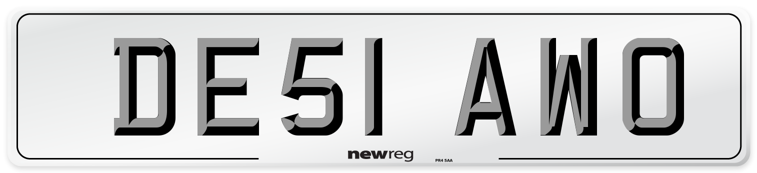 DE51 AWO Number Plate from New Reg